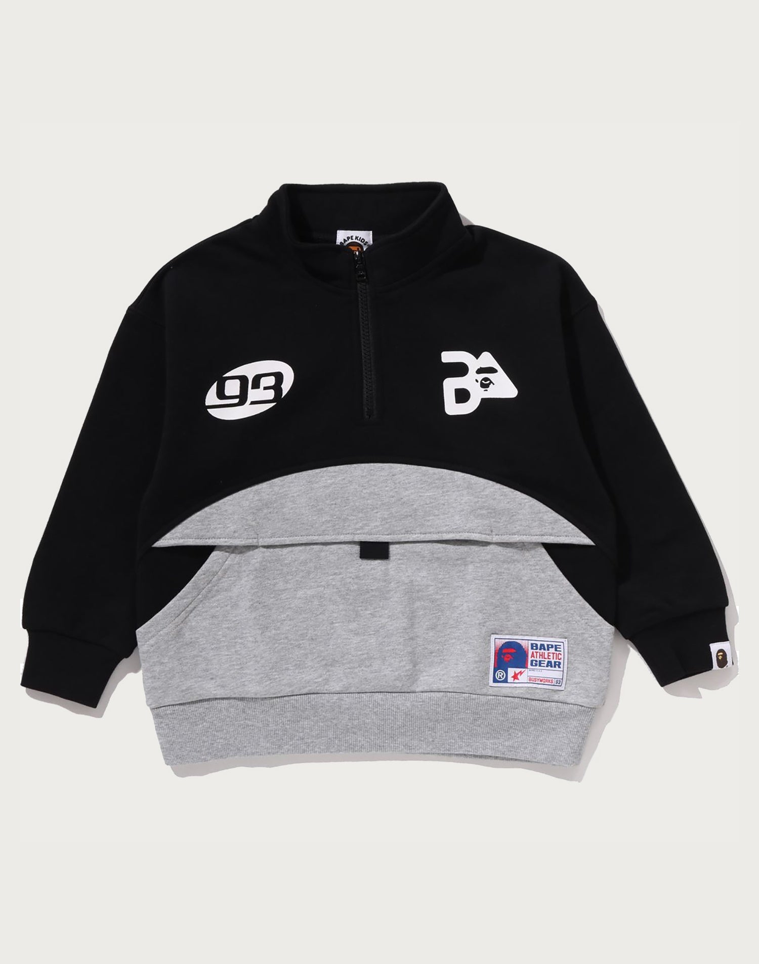 BAPE Kids Relaxed Fit Half Zip Sweatshirt Soft Brushed Back Fall