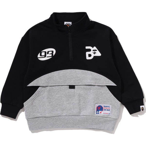 BAPE Kids Relaxed Fit Half Zip Sweatshirt Soft Brushed Back Fall