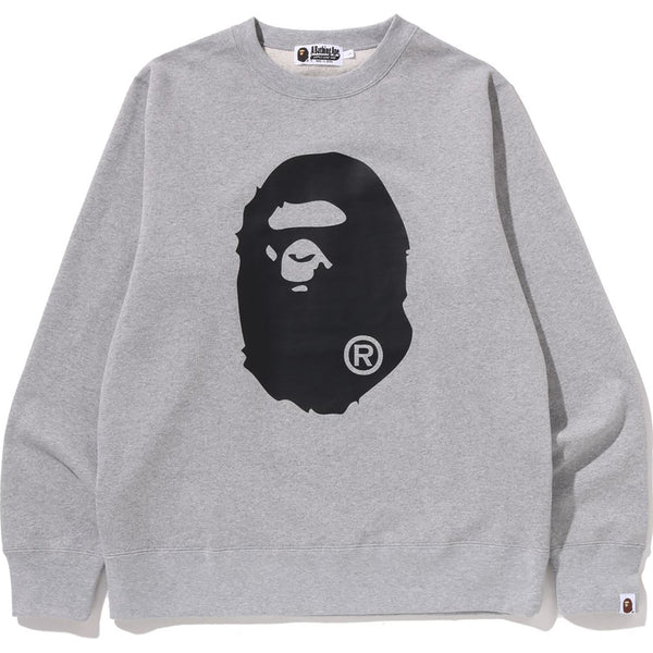 A BATHING APE アベイシングエイプ 25ss 001SWL301006M FACE CREWNECK SWEATSHIRT フェイス クルーネック スウェット グレー系 XL【中古】 BIG APE HEAD CREWNECK SWEATSHIRT MENS – us.bape.com