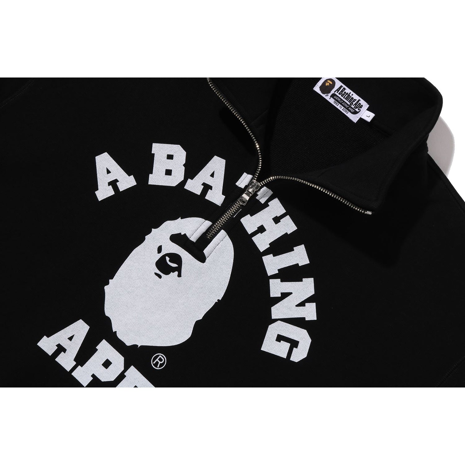 COLLEGE HALF ZIP RELAXED FIT CREWNECK SWEATSHIRT MENS – us.bape.com