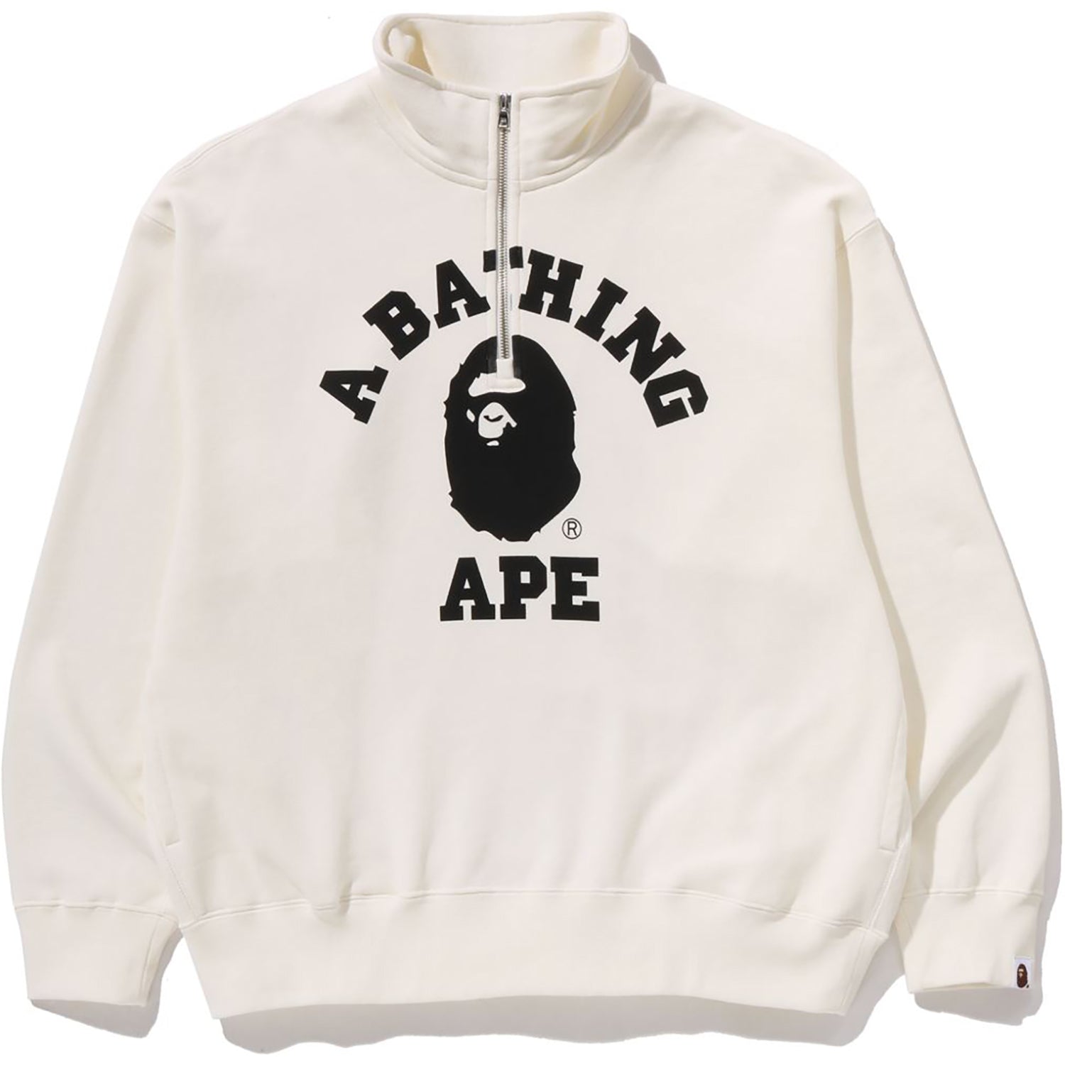 COLLEGE HALF ZIP RELAXED FIT CREWNECK SWEATSHIRT MENS – us.bape.com