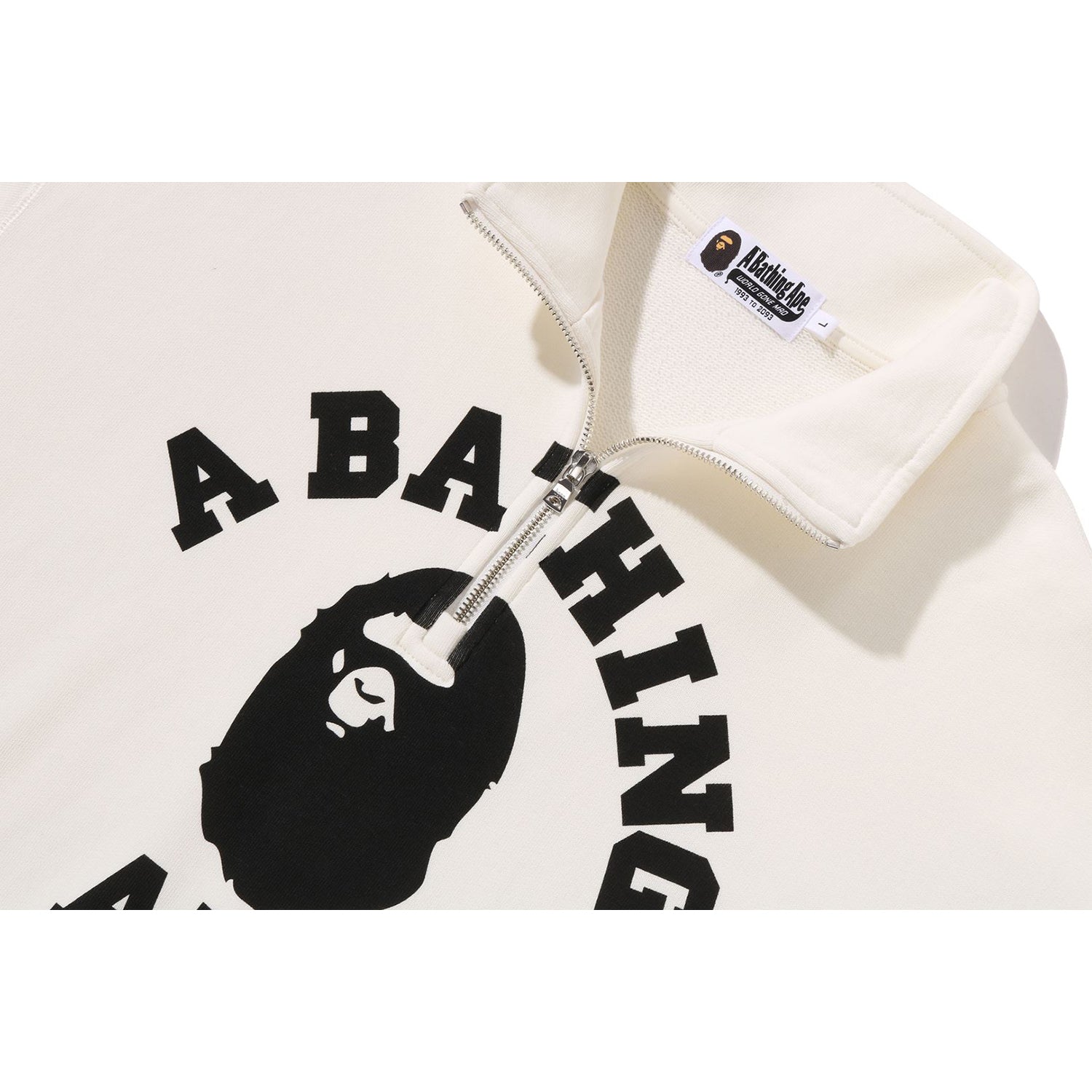 COLLEGE HALF ZIP RELAXED FIT CREWNECK SWEATSHIRT MENS – us.bape.com