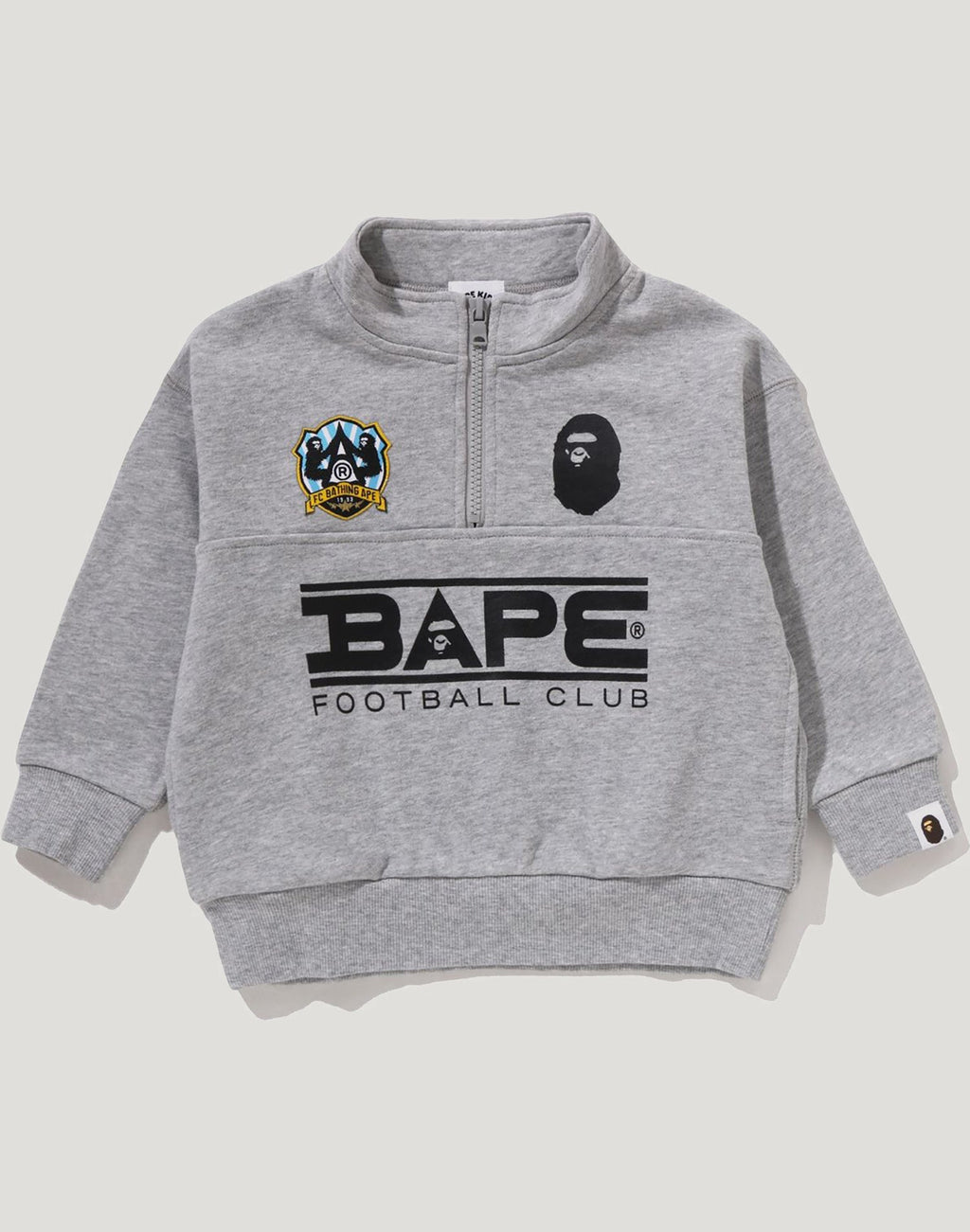 BAPE EMBROIDERY PATCH RELAXED FIT HALF ZIP SWEATSHIRT KIDS