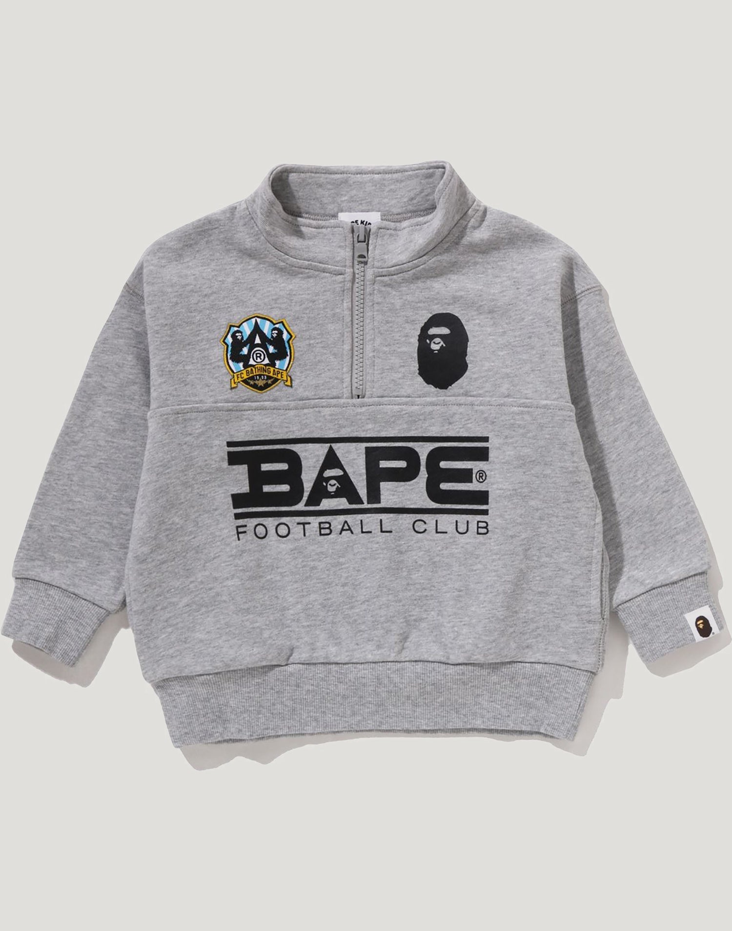 BAPE EMBROIDERY PATCH RELAXED FIT HALF ZIP SWEATSHIRT KIDS