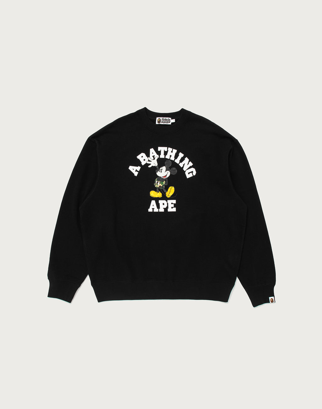 BAPE X DISNEY MICKEY MOUSE COLLEGE RELAXED FIT CREWNECK MENS