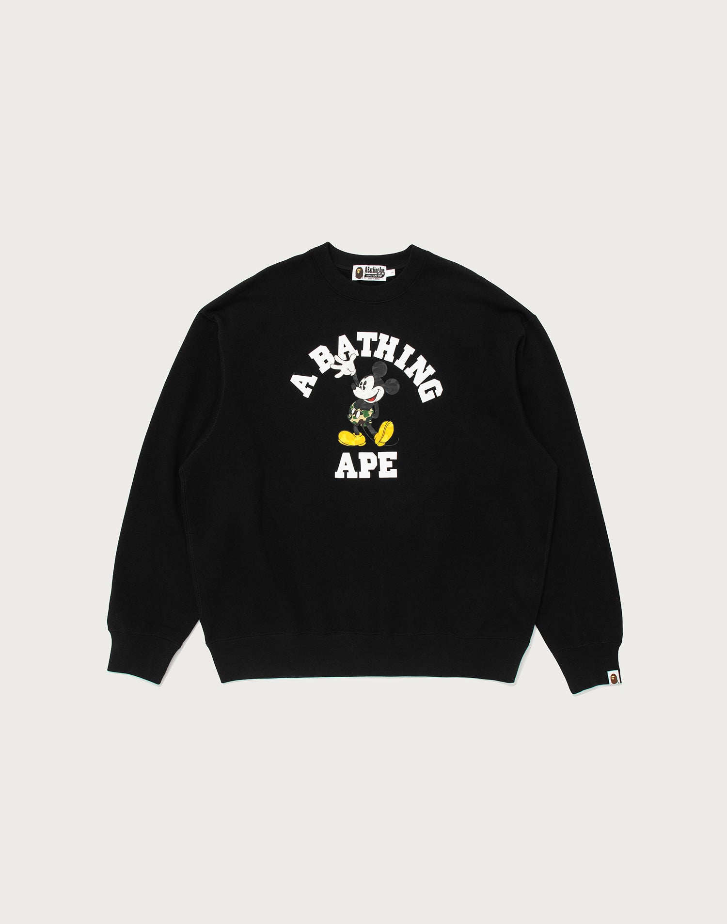 BAPE X DISNEY MICKEY MOUSE COLLEGE RELAXED FIT CREWNECK MENS