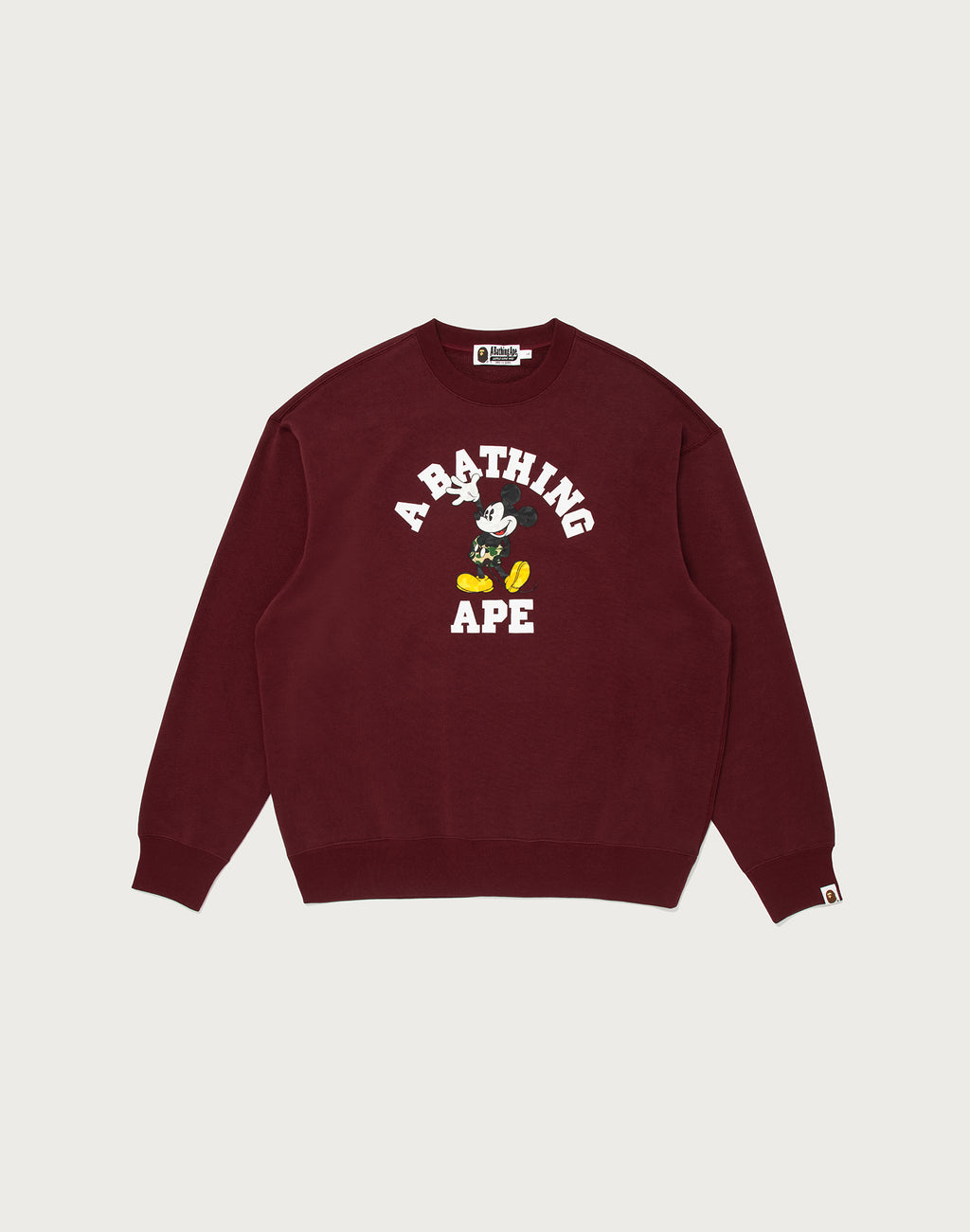 BAPE X DISNEY MICKEY MOUSE COLLEGE RELAXED FIT CREWNECK MENS