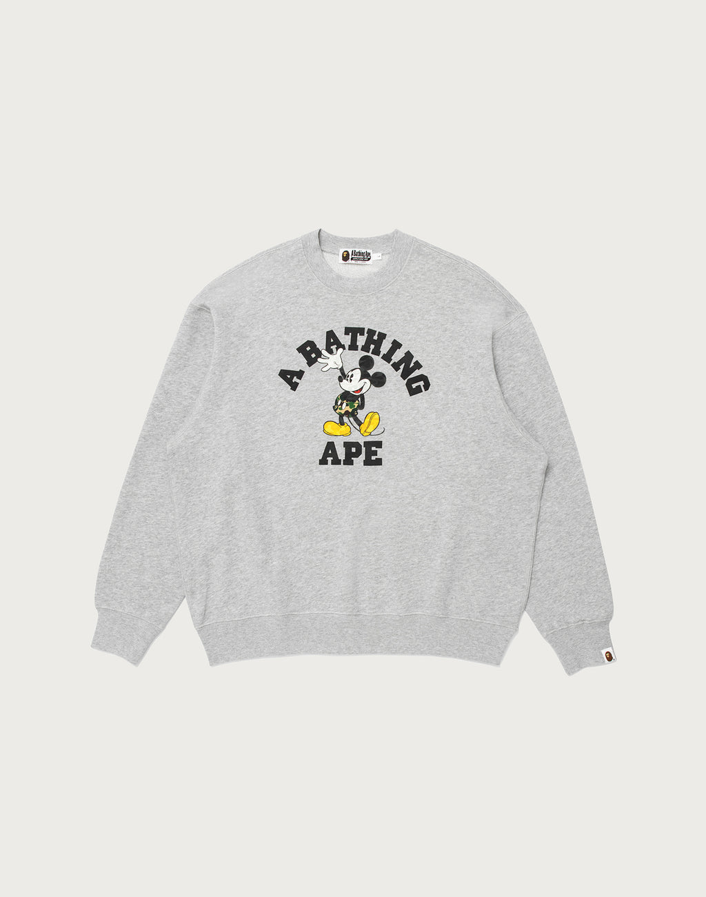 BAPE X DISNEY MICKEY MOUSE COLLEGE RELAXED FIT CREWNECK MENS