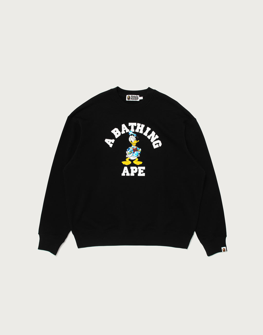 BAPE X DISNEY DONALD DUCK COLLEGE RELAXED FIT CREWNECK MENS