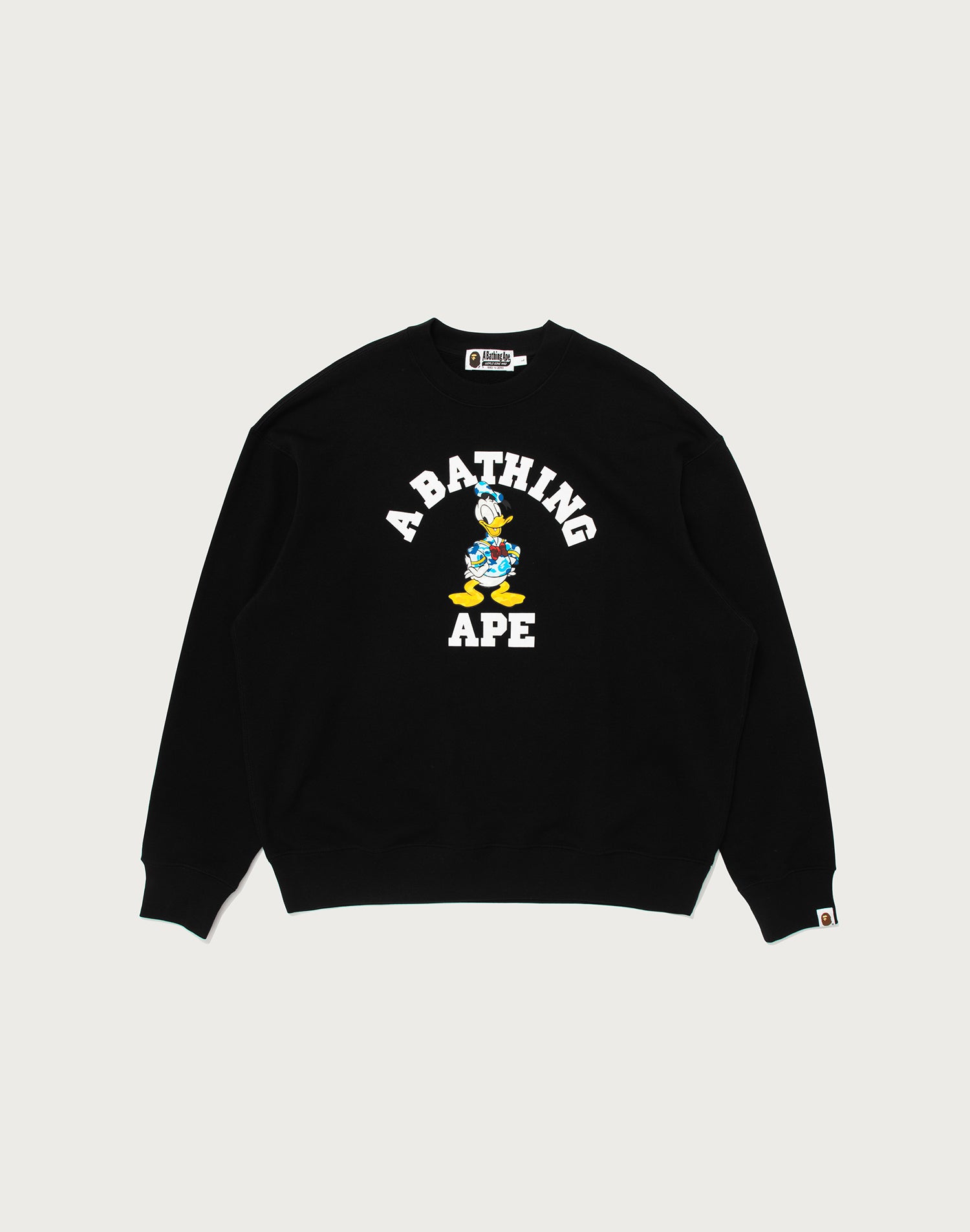 BAPE X DISNEY DONALD DUCK COLLEGE RELAXED FIT CREWNECK MENS