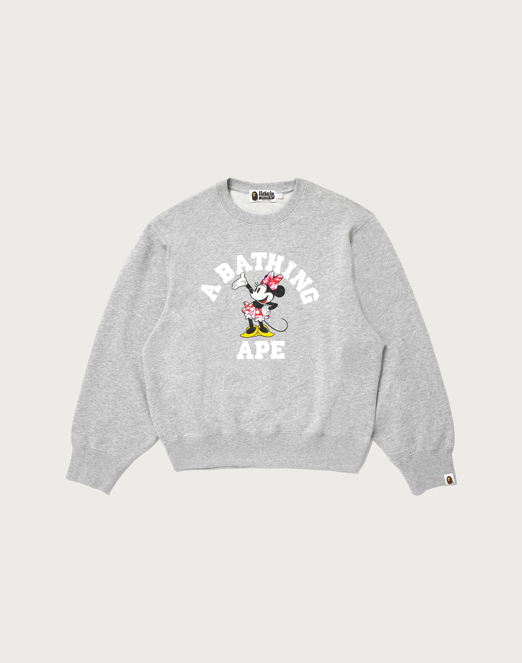 BAPE X DISNEY MINNIE MOUSE COLLEGE CREWNECK SWEATSHIRT LADIES