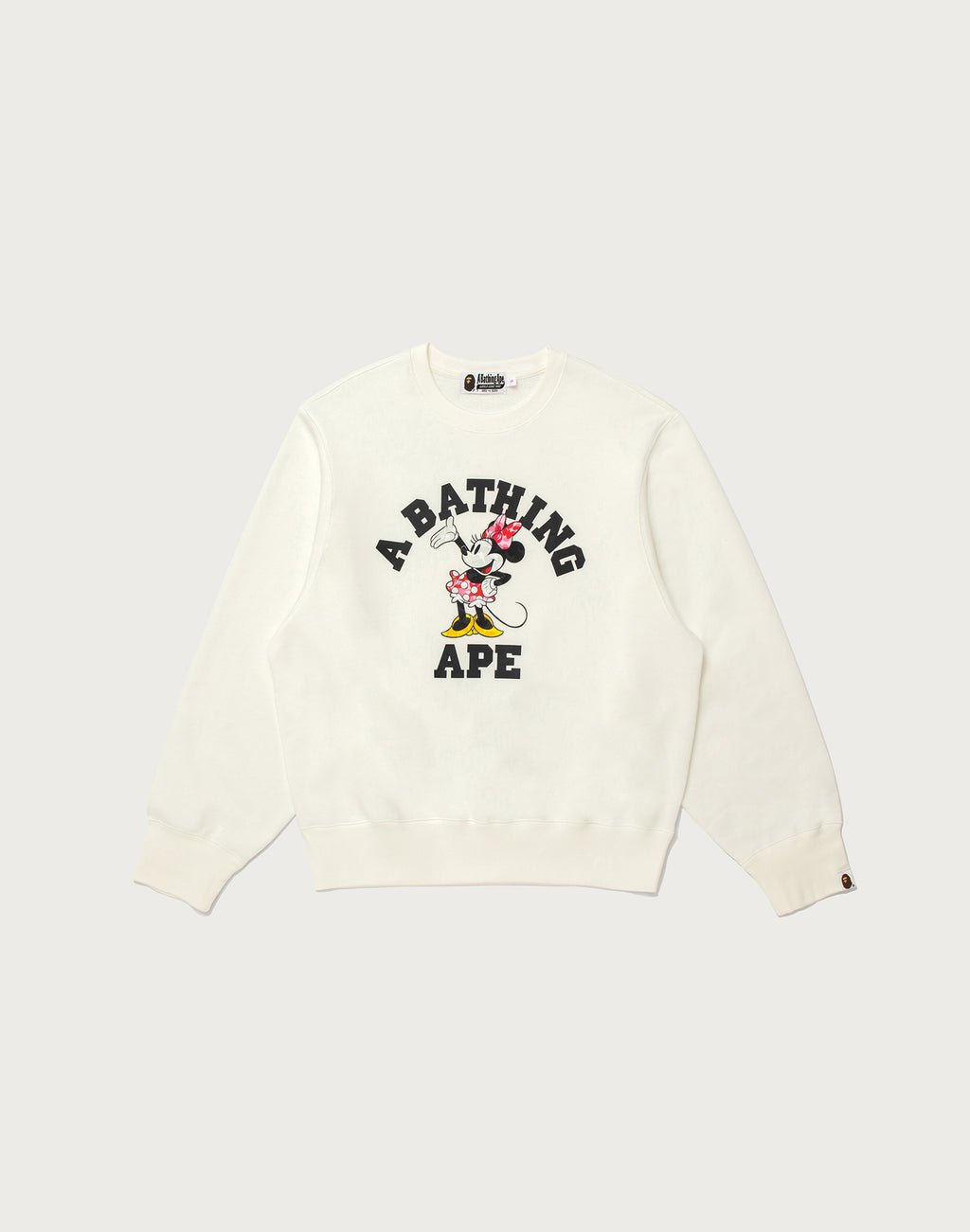 BAPE X DISNEY MINNIE MOUSE COLLEGE CREWNECK SWEATSHIRT LADIES