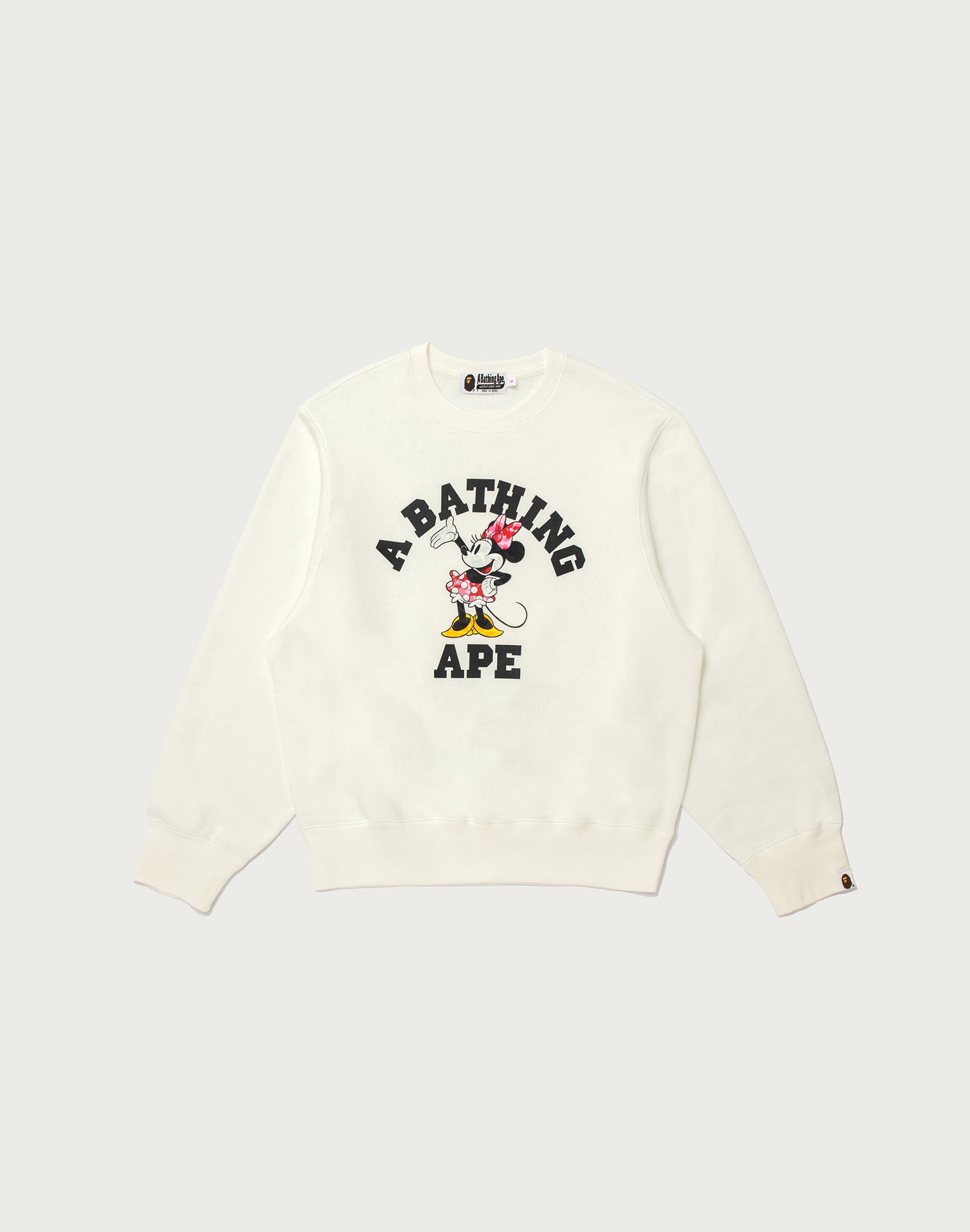 BAPE X DISNEY MINNIE MOUSE COLLEGE CREWNECK SWEATSHIRT LADIES
