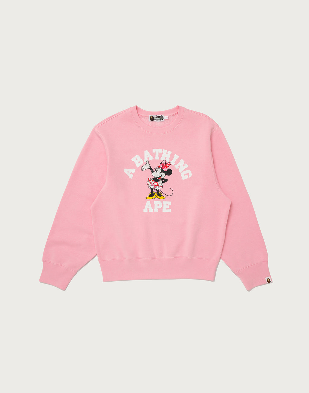 BAPE X DISNEY MINNIE MOUSE COLLEGE CREWNECK SWEATSHIRT LADIES