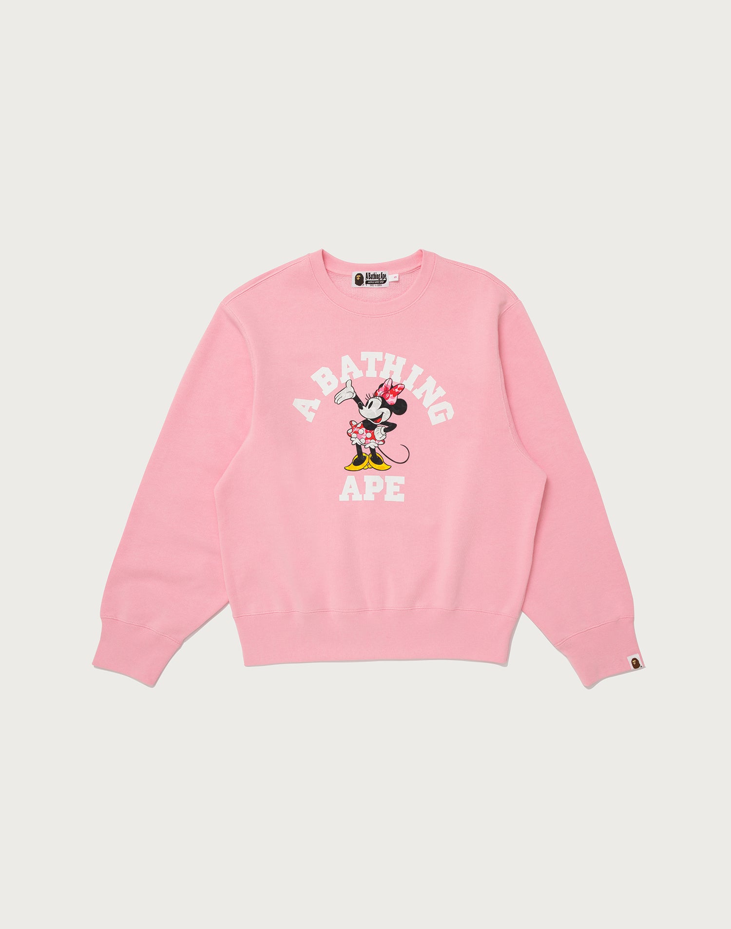 BAPE X DISNEY MINNIE MOUSE COLLEGE CREWNECK SWEATSHIRT LADIES