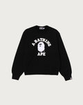 COLLEGE FUR PATCH CREWNECK SWEATSHIRT LADIES