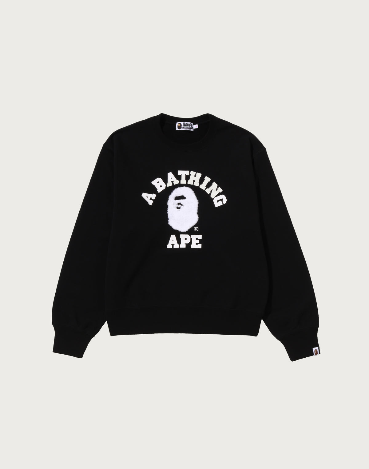 COLLEGE FUR PATCH CREWNECK SWEATSHIRT LADIES