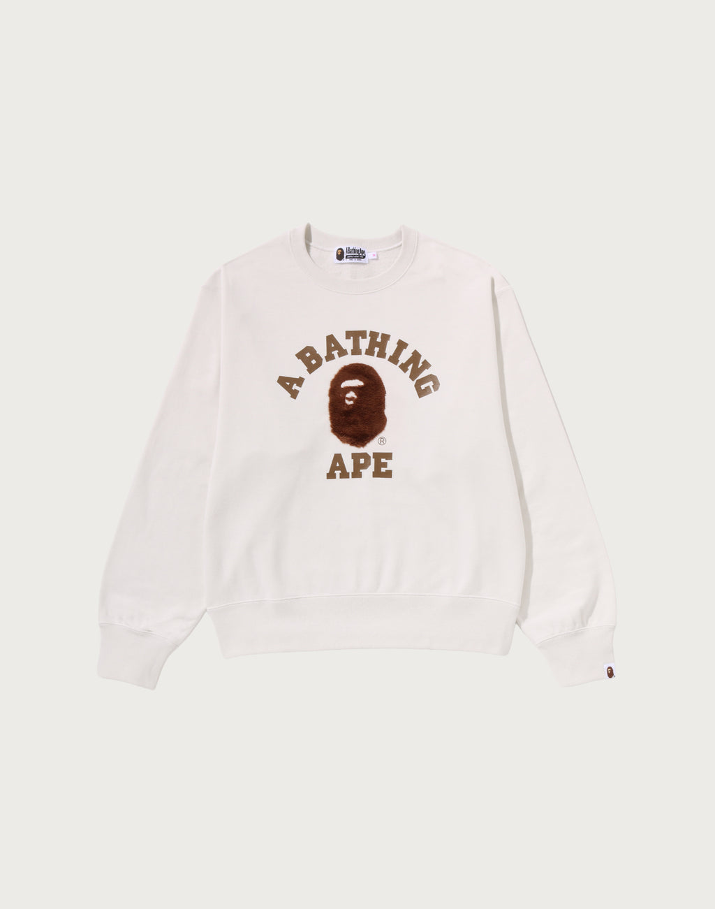 COLLEGE FUR PATCH CREWNECK SWEATSHIRT LADIES