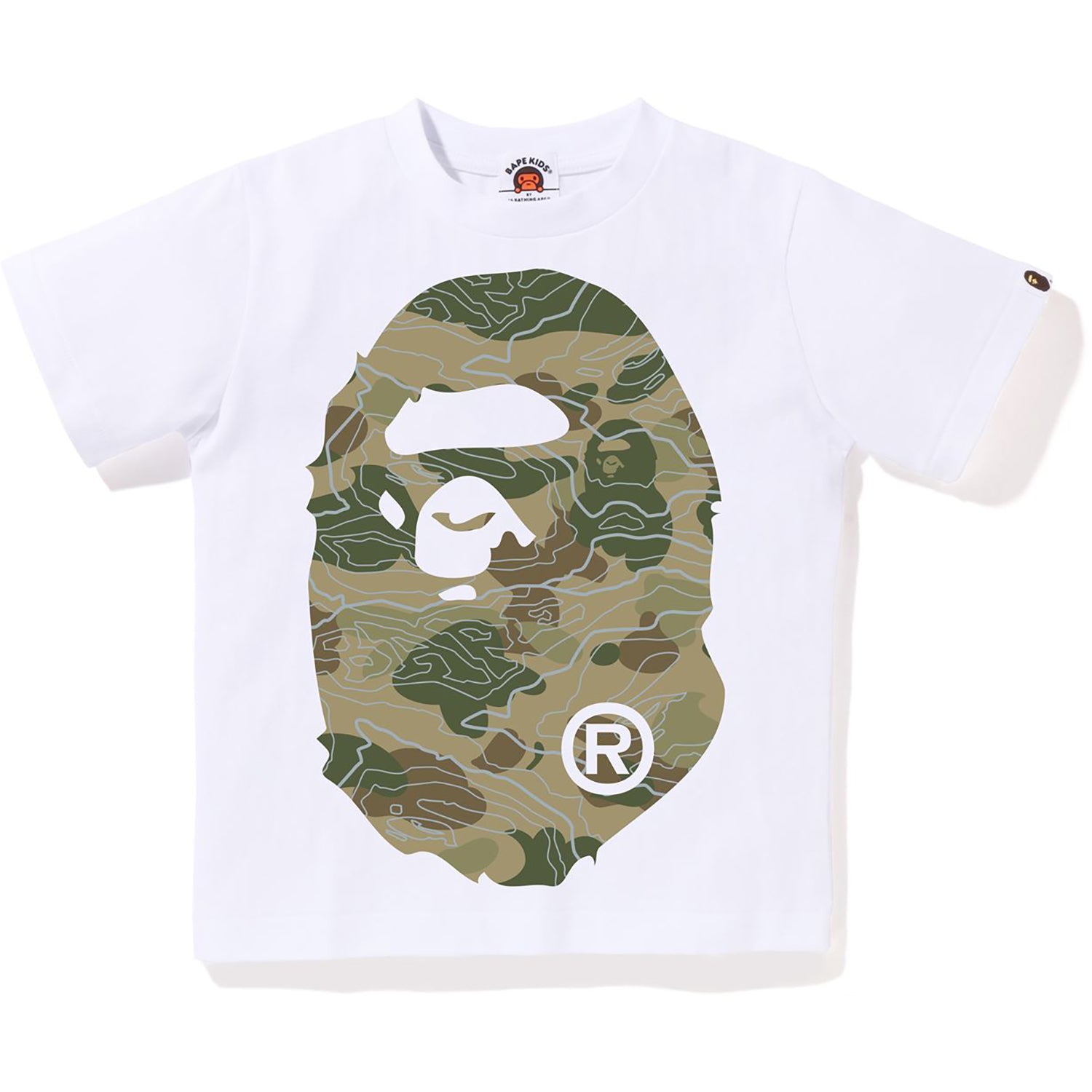 LAYERED LINE CAMO BIG APE HEAD TEE KIDS – us.bape.com