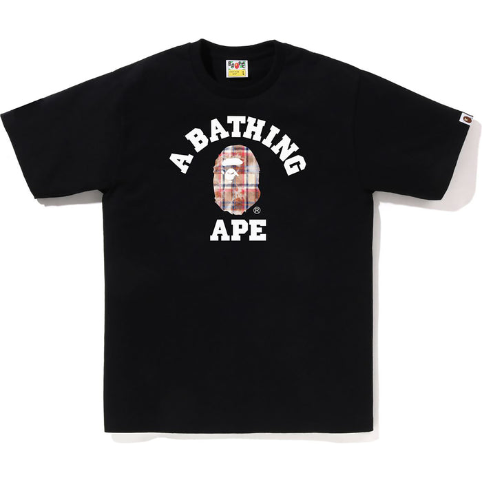 BLEACHED BAPE CHECK COLLEGE TEE MENS