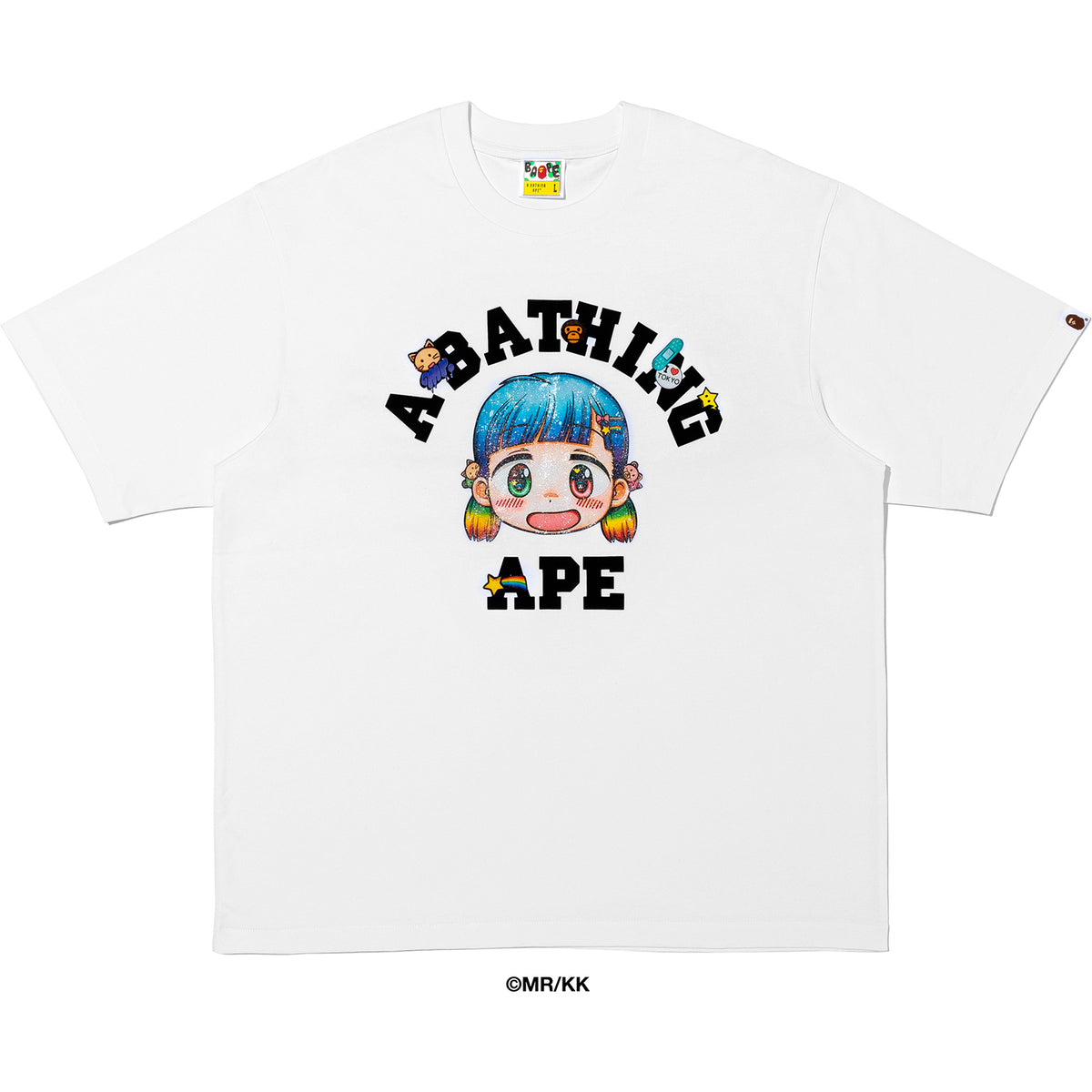 BAPE X MR. COLLEGE RELAXED FIT TEE MENS