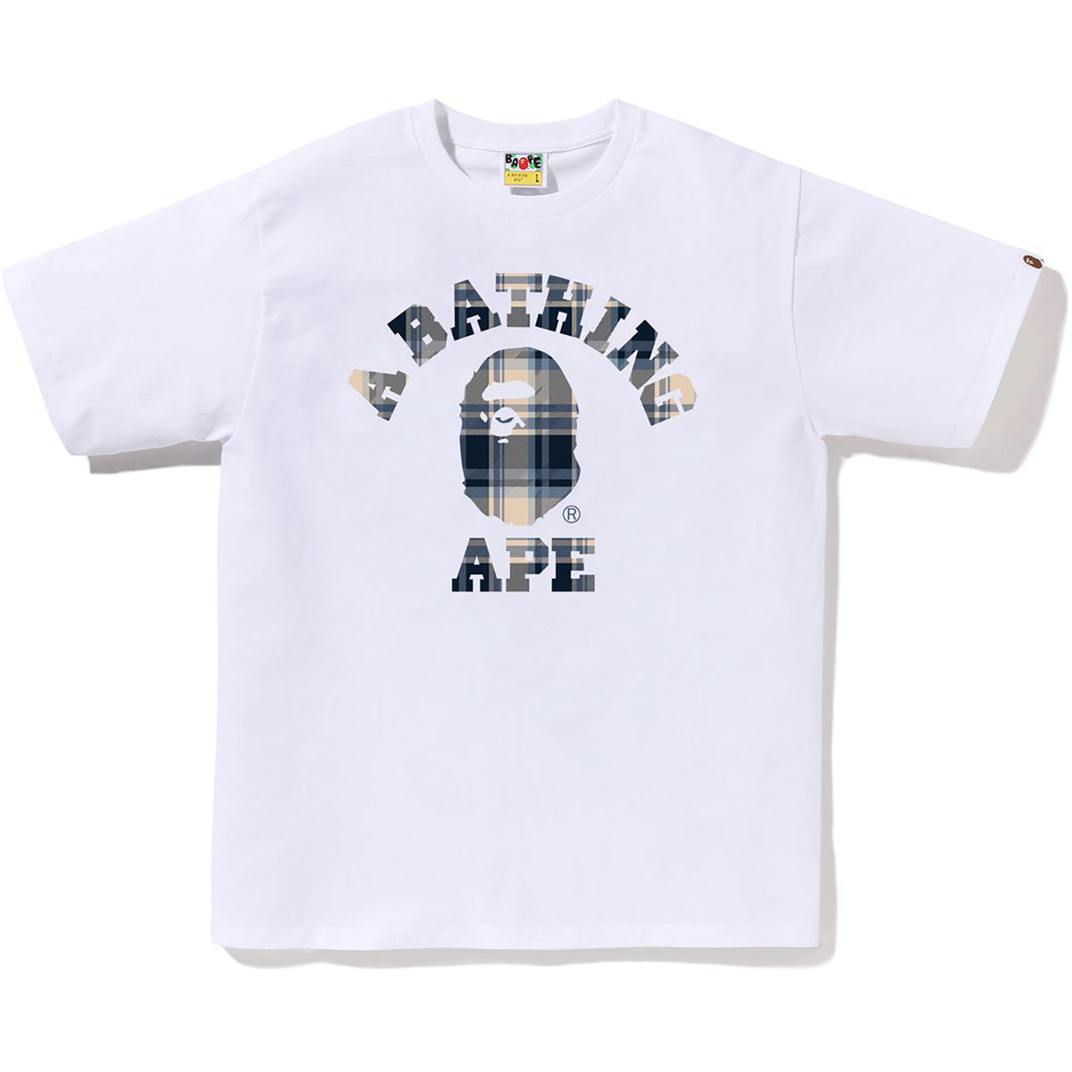 BAPE CHECK COLLEGE TEE MENS