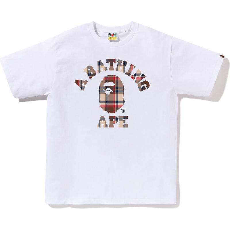 BAPE CHECK COLLEGE TEE MENS