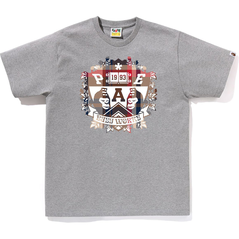 BAPE CHECK UNIVERSITY EMBLEM TEE MENS