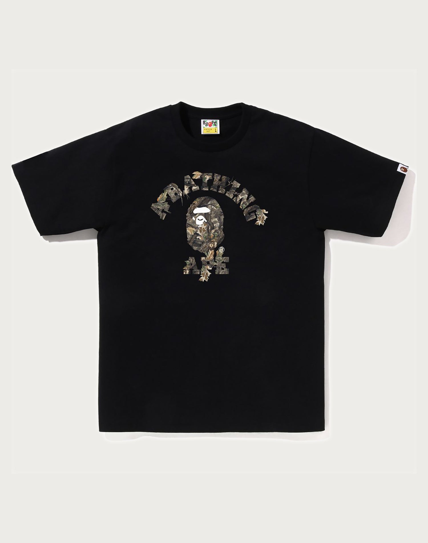 BAPE MENS TREE EDGE CAMO COLLEGE T-SHIRT