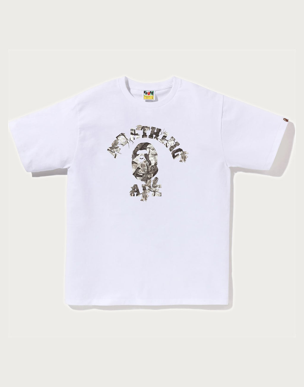 BAPE MENS TREE EDGE CAMO COLLEGE T-SHIRT