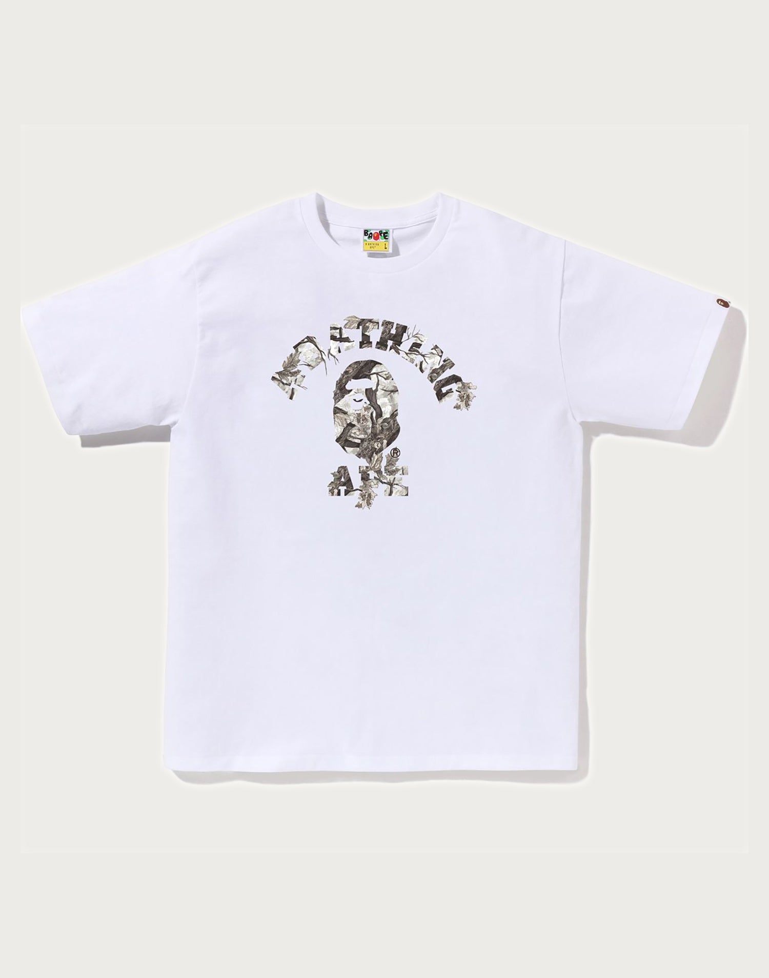 BAPE MENS TREE EDGE CAMO COLLEGE T-SHIRT