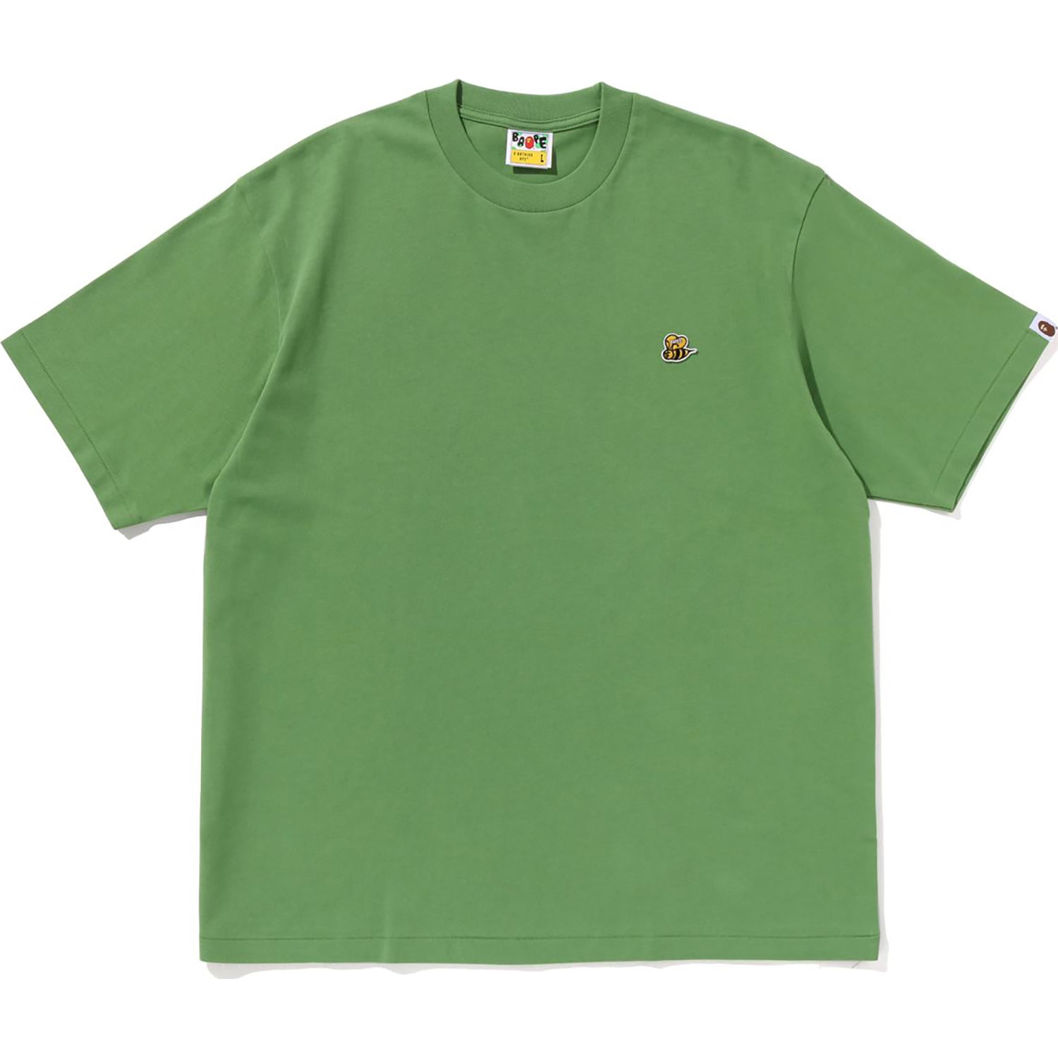 BAPE Mens Bee One Point Tee Green White Black Relaxed Fit Cotton