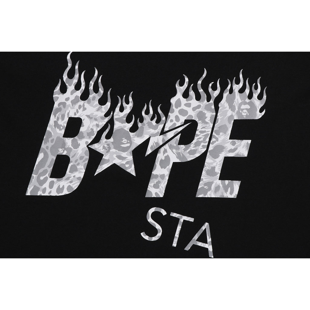 WILD LEOPARD PATTERN BAPE STA LOGO RELAXED FIT TEE MENS