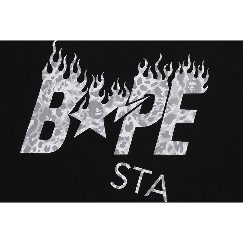 WILD LEOPARD PATTERN BAPE STA LOGO RELAXED FIT TEE MENS