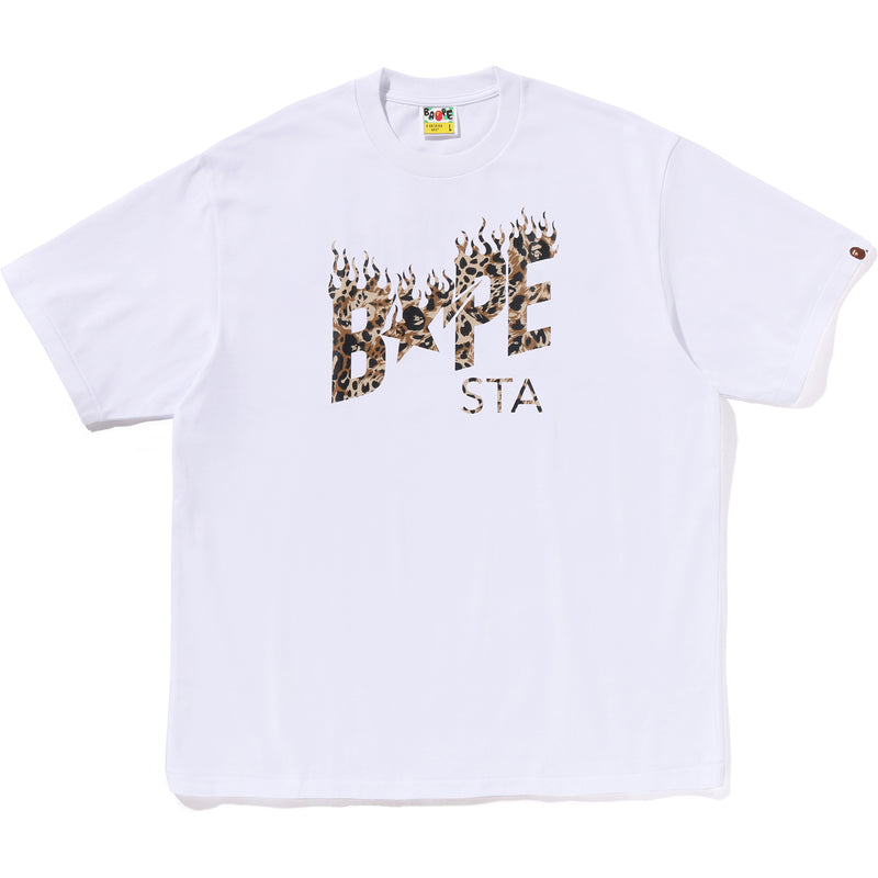 WILD LEOPARD PATTERN BAPE STA LOGO RELAXED FIT TEE MENS