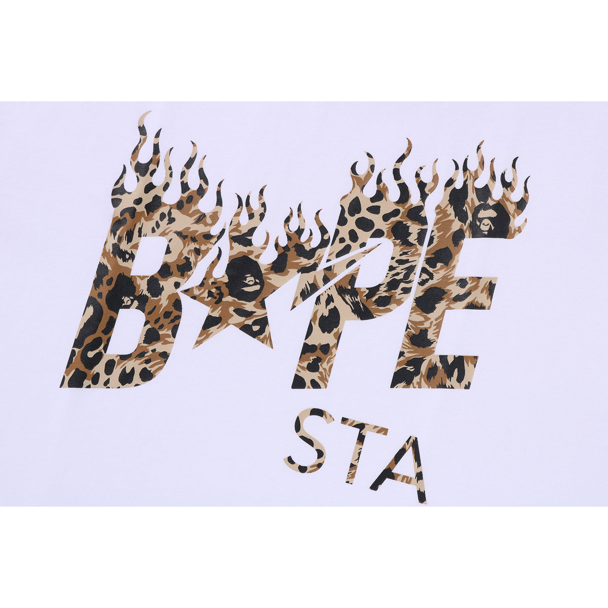 WILD LEOPARD PATTERN BAPE STA LOGO RELAXED FIT TEE MENS