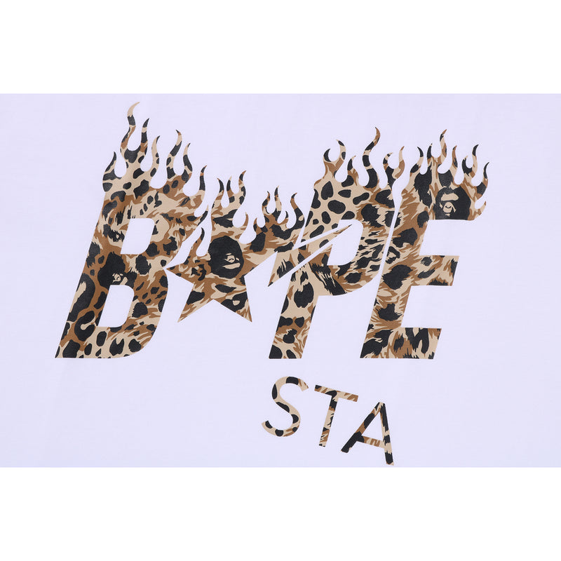 WILD LEOPARD PATTERN BAPE STA LOGO RELAXED FIT TEE MENS