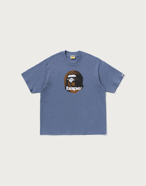 BAPE Mens Cotton Fall 2025 Ape Head Relaxed Fit Tee Navy Black
