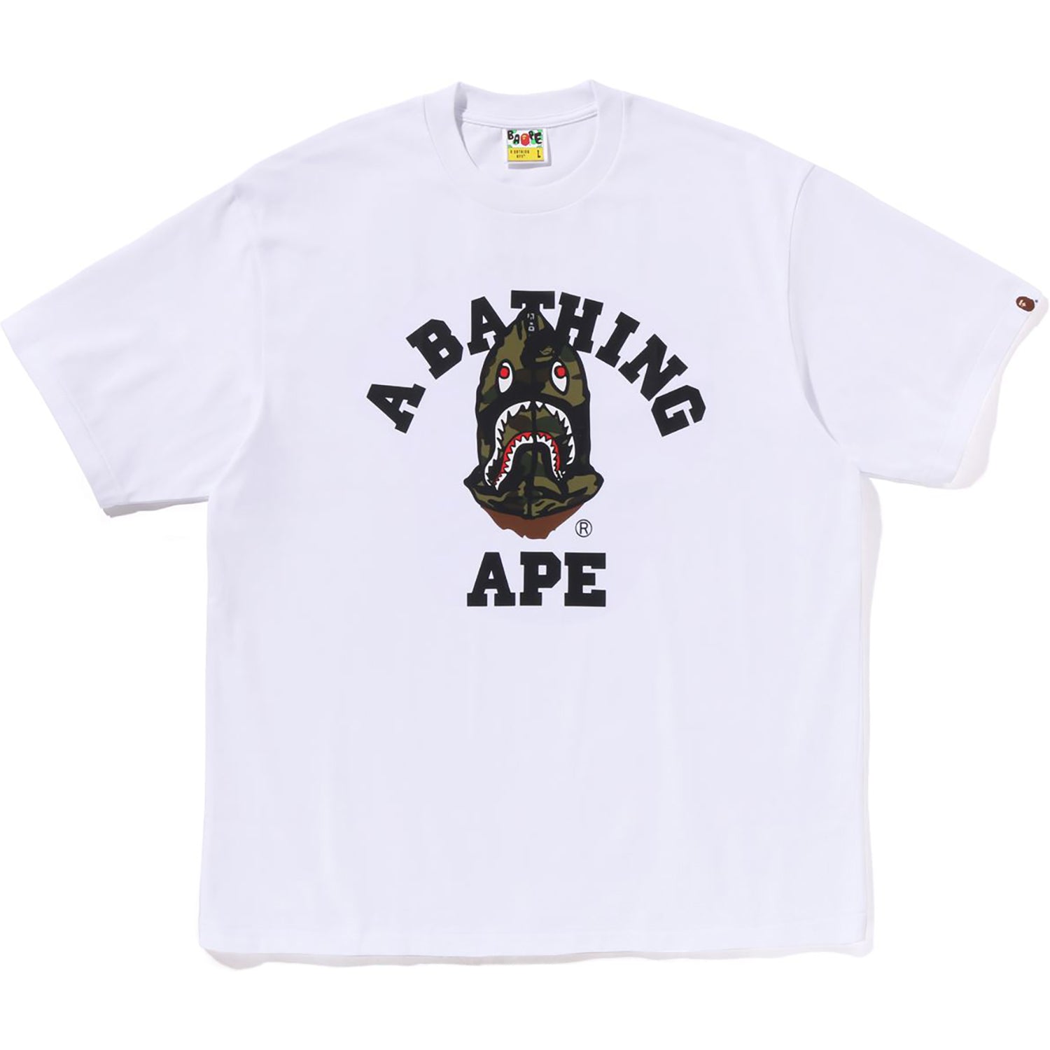 1ST CAMO SHARK SEIJIN College Relaxed Fit Tee - BAPE | us.bape.com