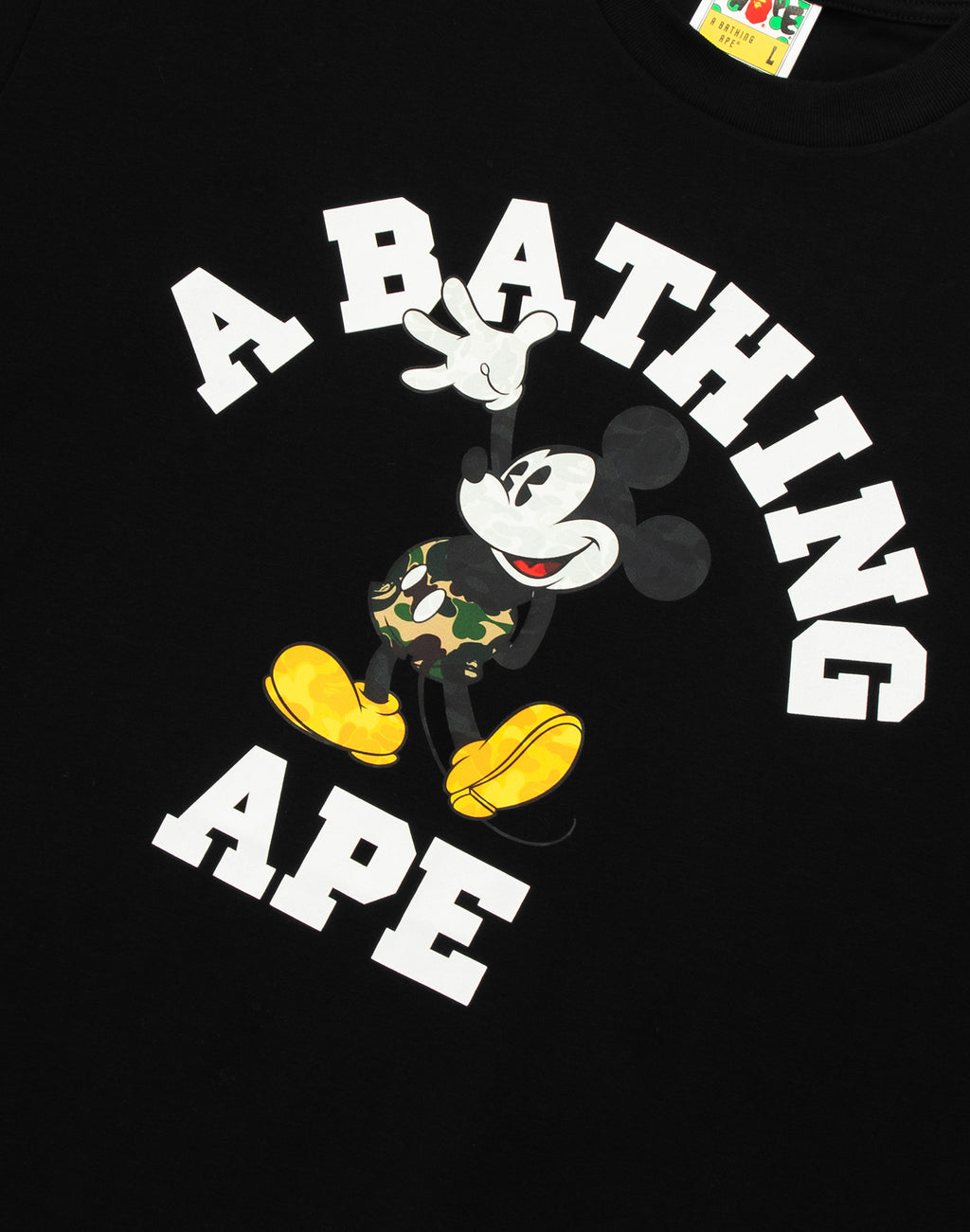 BAPE X DISNEY MICKEY MOUSE COLLEGE RELAXED FIT TEE MENS