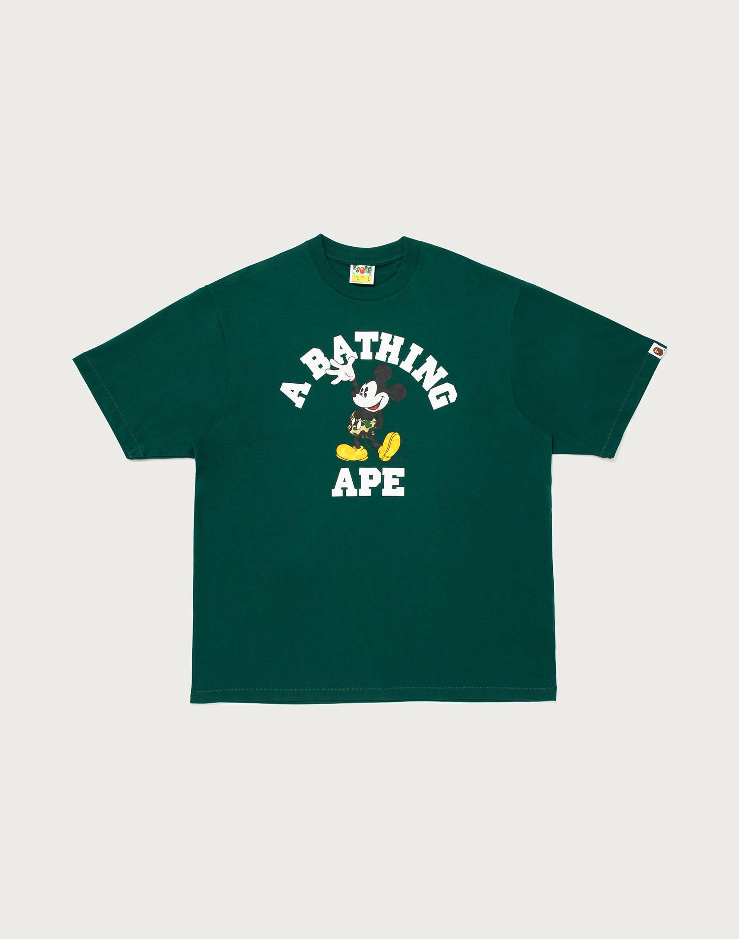 BAPE X DISNEY MICKEY MOUSE COLLEGE RELAXED FIT TEE MENS