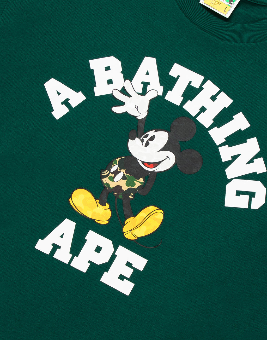 BAPE X DISNEY MICKEY MOUSE COLLEGE RELAXED FIT TEE MENS