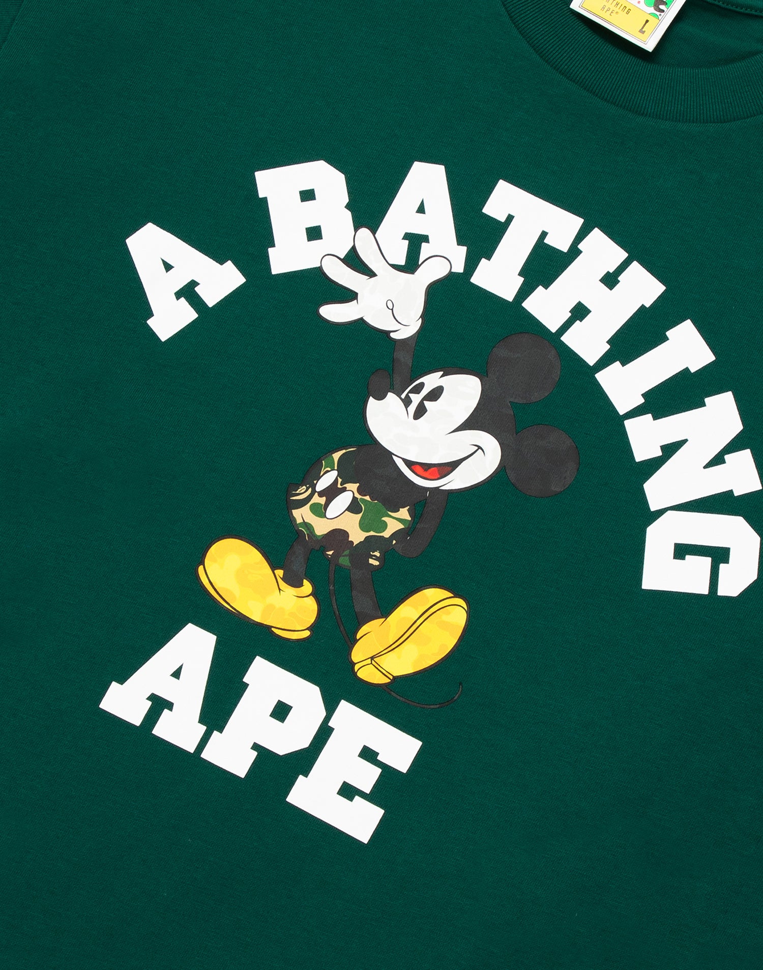 BAPE X DISNEY MICKEY MOUSE COLLEGE RELAXED FIT TEE MENS