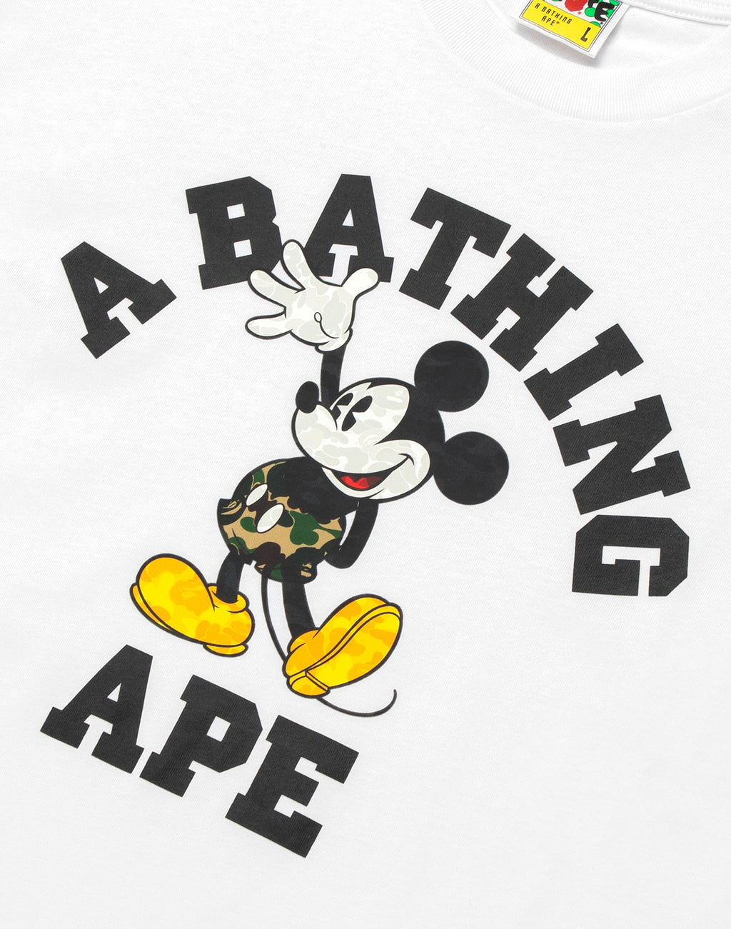 BAPE X DISNEY MICKEY MOUSE COLLEGE RELAXED FIT TEE MENS