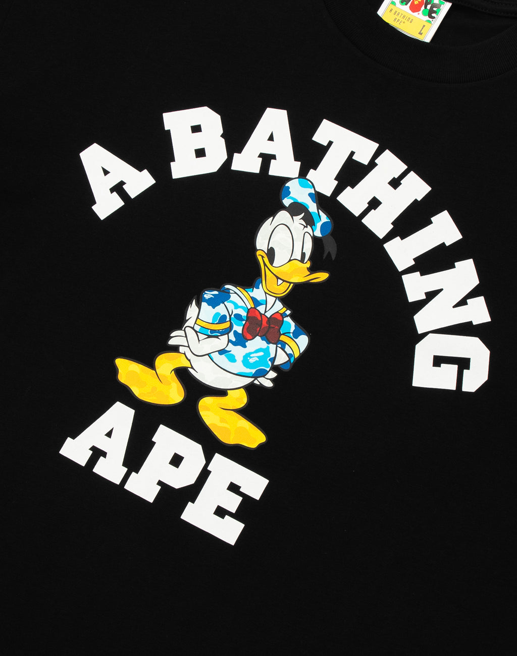 BAPE X DISNEY DONALD DUCK COLLEGE RELAXED FIT TEE MENS