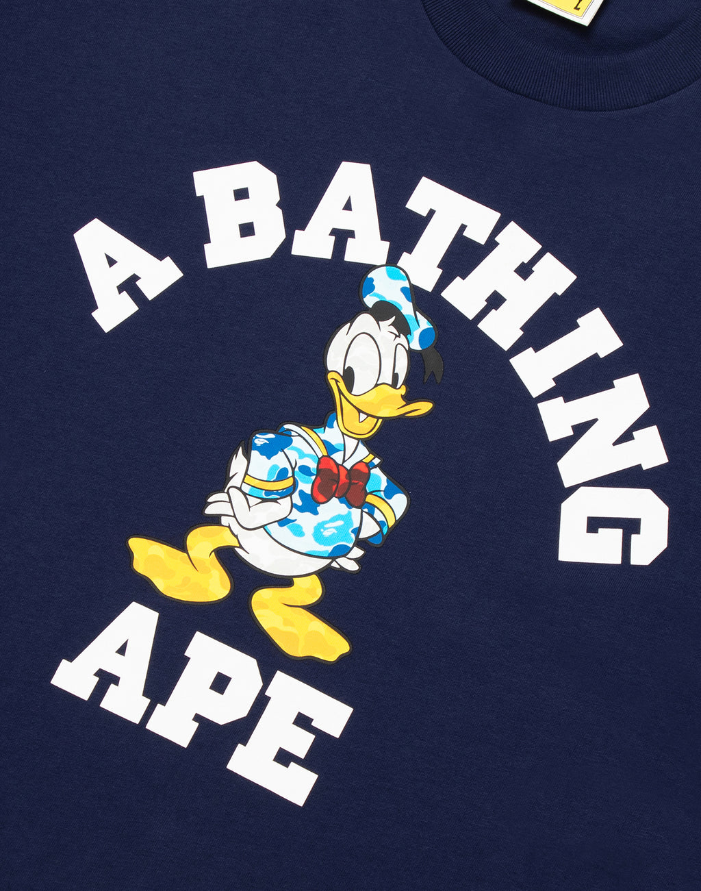 BAPE X DISNEY DONALD DUCK COLLEGE RELAXED FIT TEE MENS