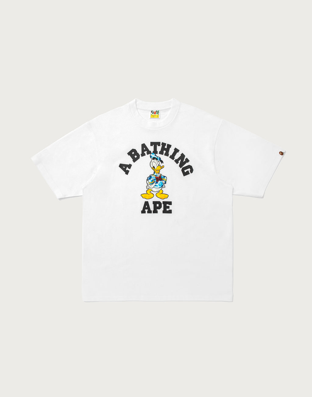 BAPE X DISNEY DONALD DUCK COLLEGE RELAXED FIT TEE MENS