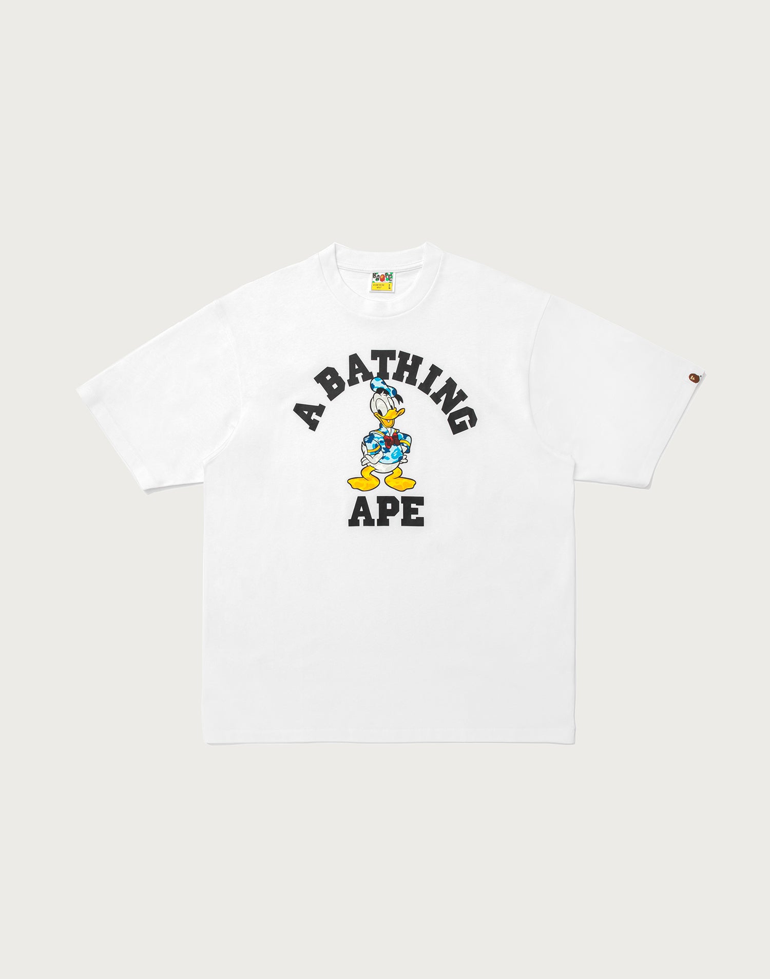 BAPE X DISNEY DONALD DUCK COLLEGE RELAXED FIT TEE MENS
