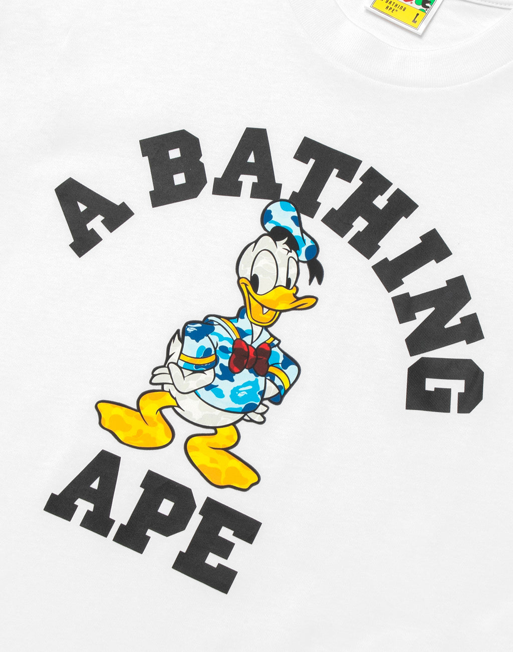 BAPE X DISNEY DONALD DUCK COLLEGE RELAXED FIT TEE MENS