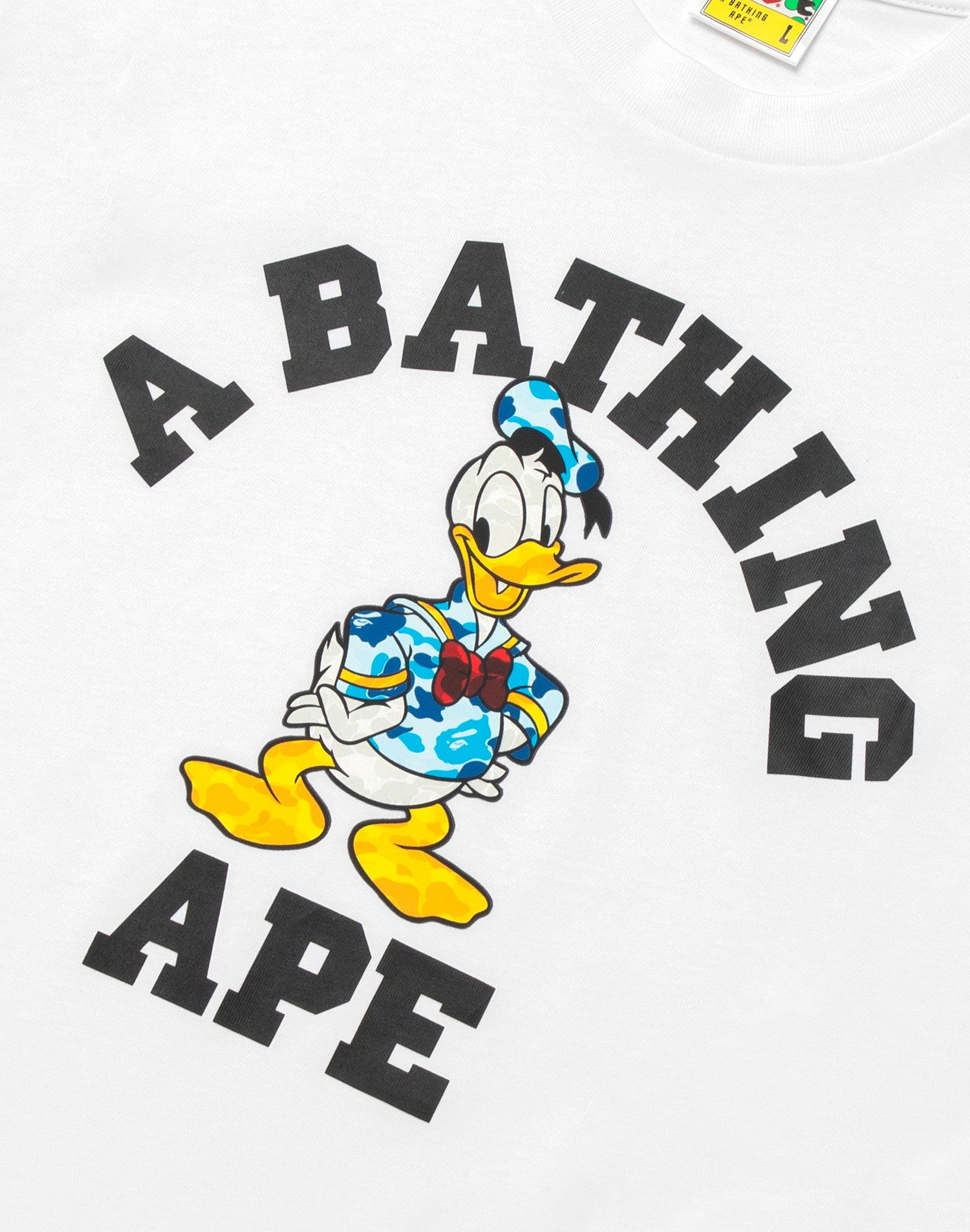 BAPE X DISNEY DONALD DUCK COLLEGE RELAXED FIT TEE MENS